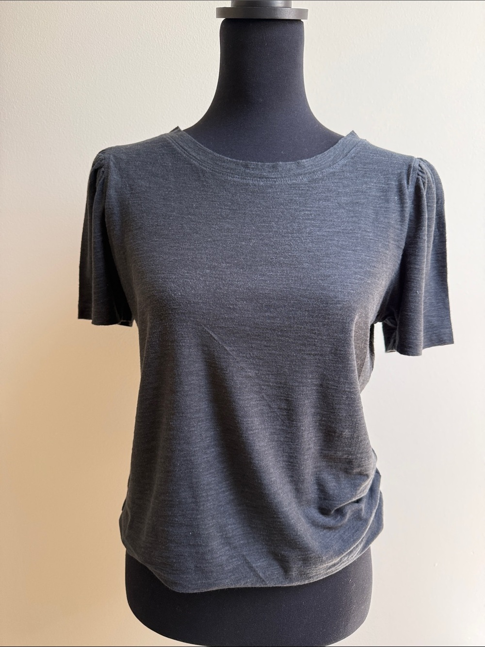 Another Love Short Sleeve Crewneck Top in Charcoal Gray